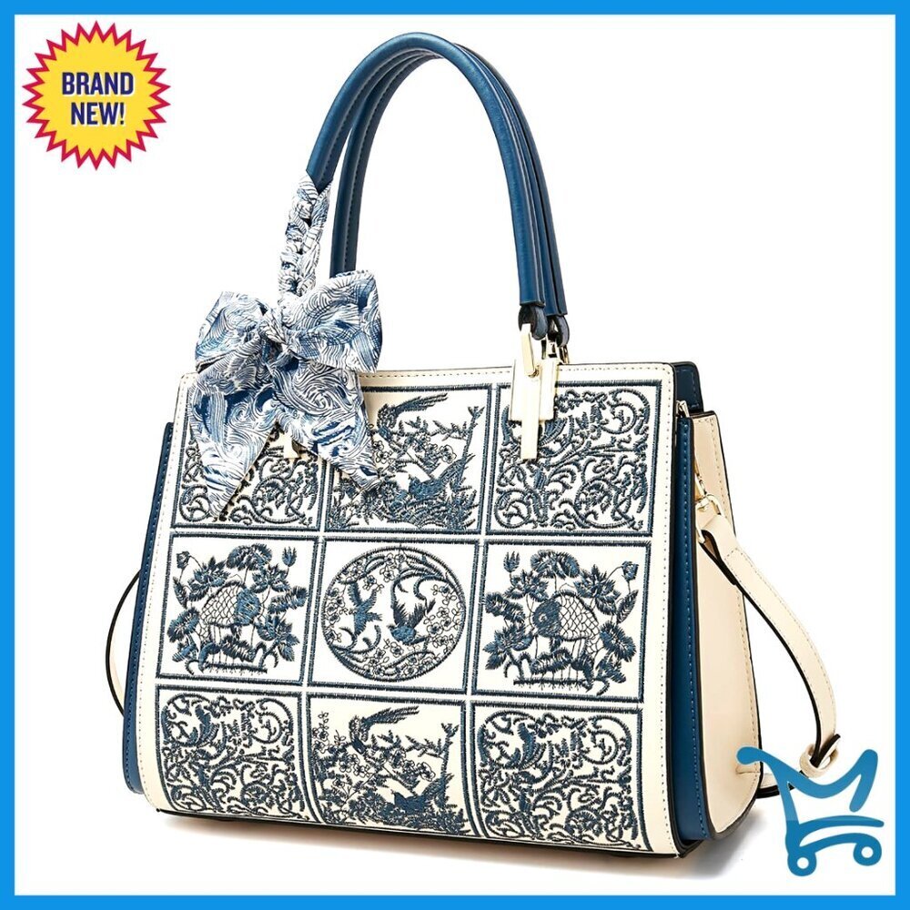 Medium Leather Tote Bag with Adjustable Strap, Multiple Compartments